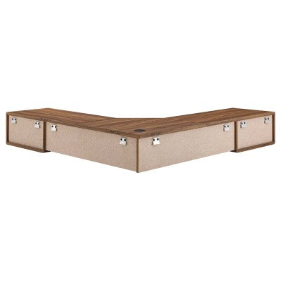 Transmit 55" Wall Mount Corner Wood Office Desk in Walnut by Modway