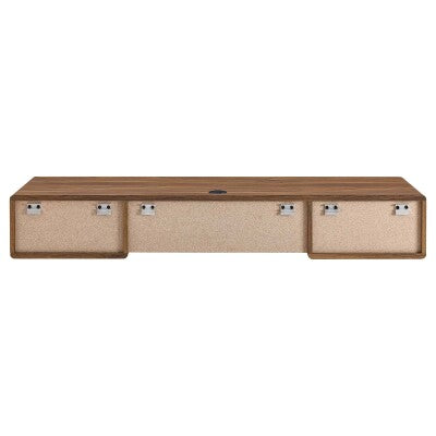 Transmit 60" Wall Mount Wood Office Desk in Walnut White by Modway