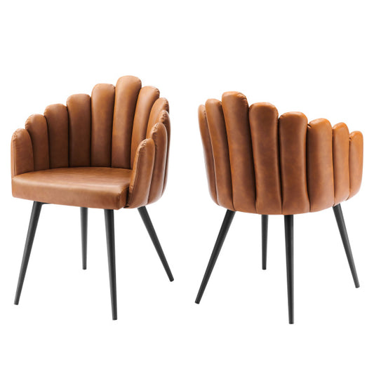 Vanguard Vegan Leather Dining Chair Set of 2 By Modway