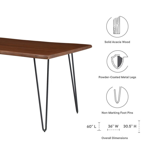 Henley 60" Live Edge Acacia Wood Dining Table By Modway