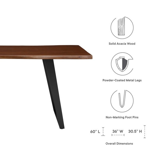 Astound 60" Live Edge Acacia Wood Dining Table By Modway