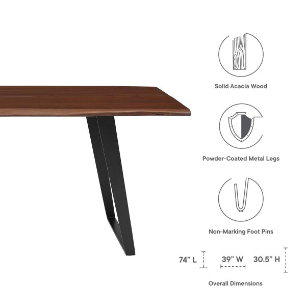 Viggo 74" Live Edge Acacia Wood Dining Table By Modway