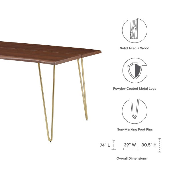 Ardor 74" Live Edge Acacia Wood Dining Table By Modway
