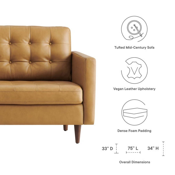 Exalt Tufted Vegan Leather Sofa By Modway