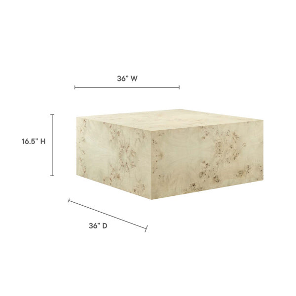 Cosmos 36" Square Burl Wood Coffee Table By Modway
