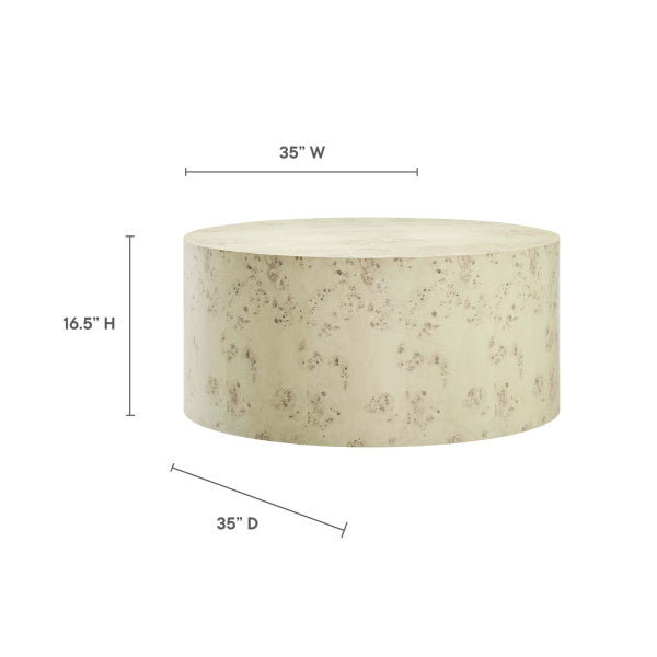 Cosmos 35" Round Burl Wood Coffee Table By Modway