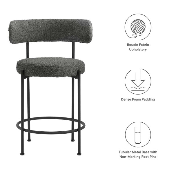 Albie Boucle Fabric Counter Stools - Set of 2 By Modway