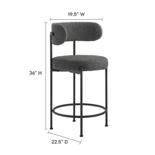 Albie Boucle Fabric Counter Stools - Set of 2 By Modway