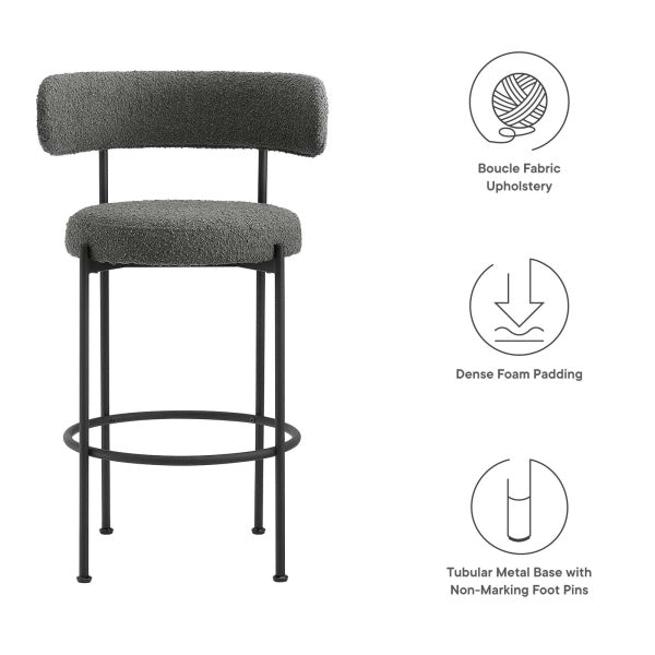 Albie Boucle Fabric Bar Stools - Set of 2 By Modway