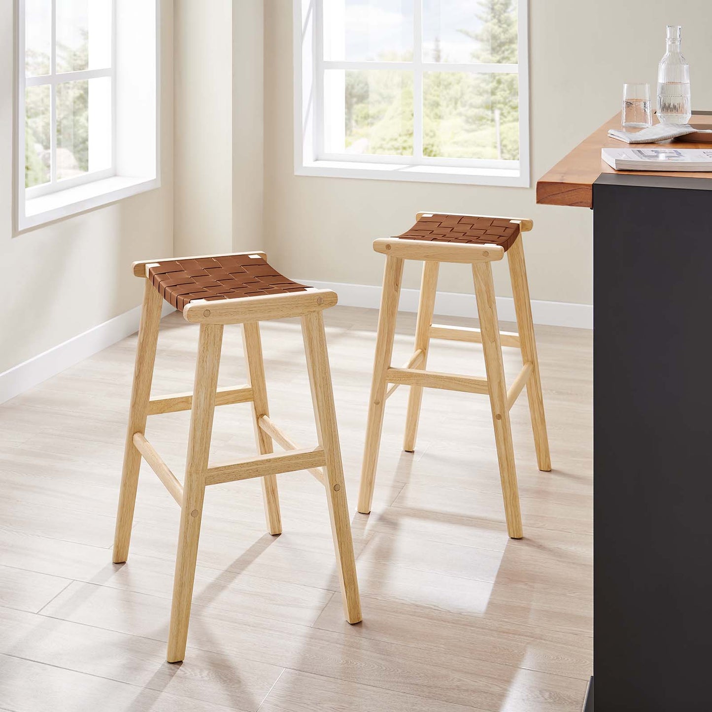 Saorise Wood Bar Stool - Set of 2 By Modway