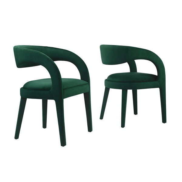 Pinnacle Performance Velvet Dining Chair Set of Two by Modway