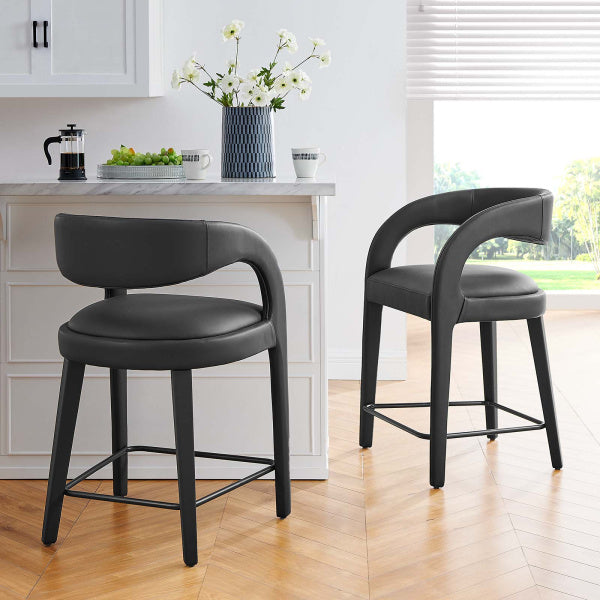 Pinnacle Vegan Leather Counter Stool Set of Two By Modway