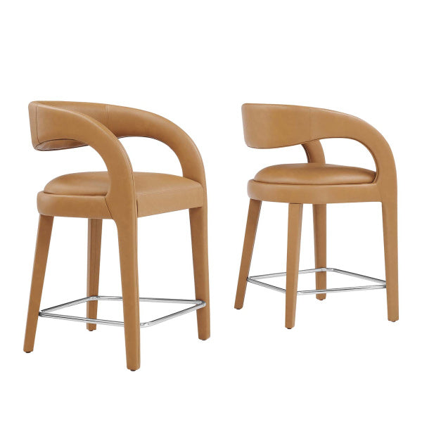 Pinnacle Vegan Leather Counter Stool Set of Two By Modway