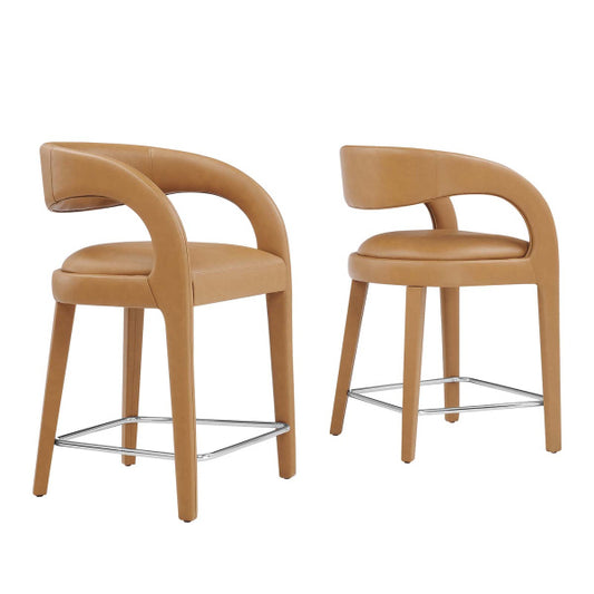 Pinnacle Vegan Leather Counter Stool Set of Two By Modway