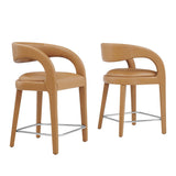 Pinnacle Vegan Leather Counter Stool Set of Two By Modway