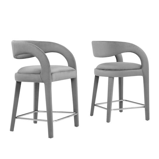 Pinnacle Performance Velvet Counter Stool Set of Two By Modway