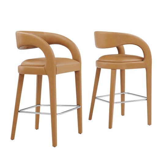 Pinnacle Vegan Leather Bar Stool Set of Two By Modway