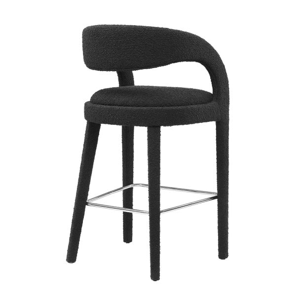 Pinnacle Boucle Upholstered Bar Stool Set of Two By Modway