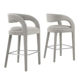 Pinnacle Boucle Upholstered Bar Stool Set of Two By Modway