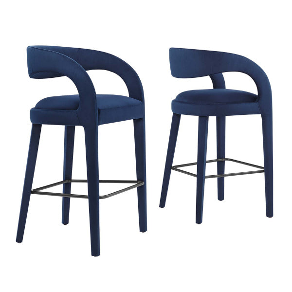 Pinnacle Performance Velvet Bar Stool Set of Two By Modway