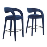 Pinnacle Performance Velvet Bar Stool Set of Two By Modway