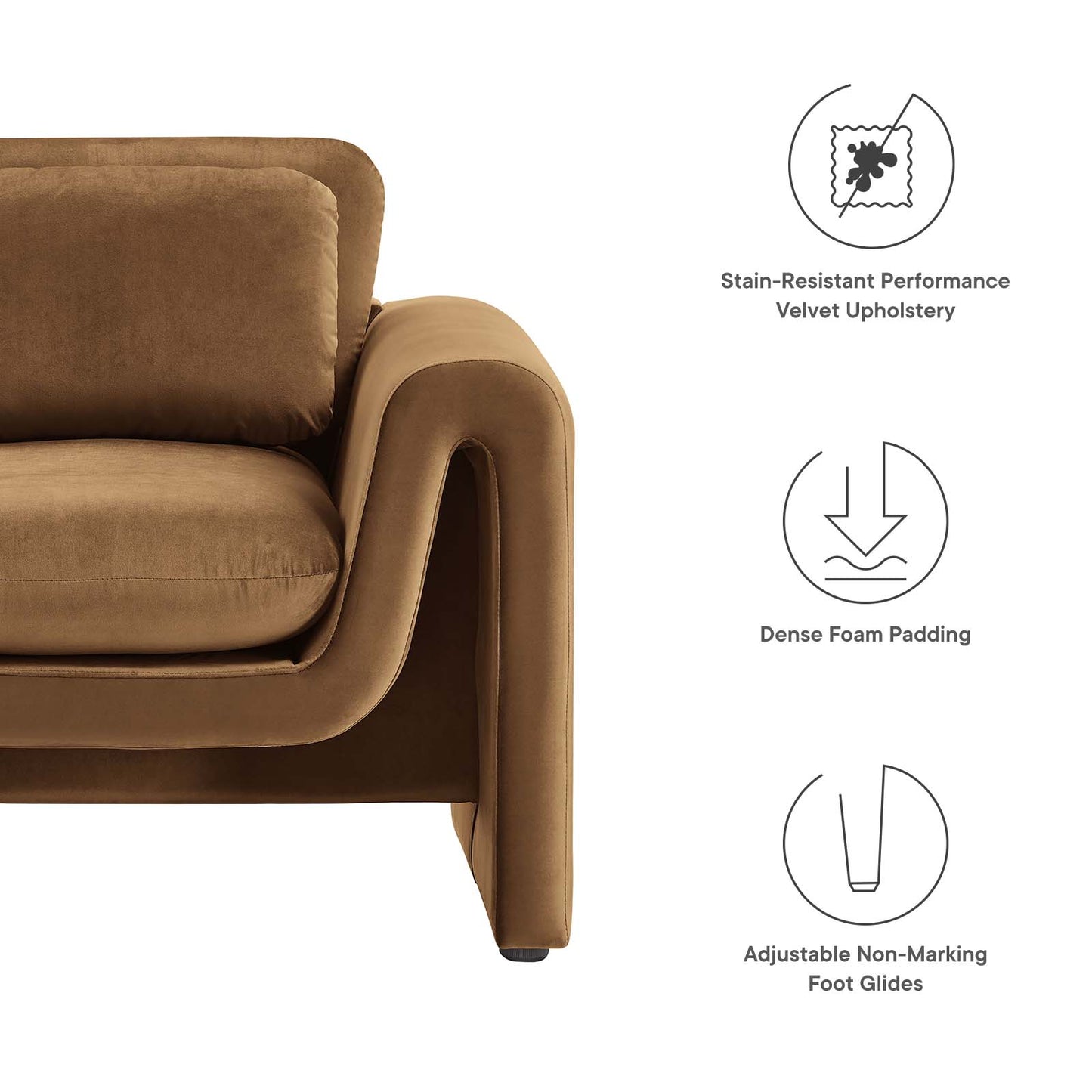 Waverly Performance Velvet Armchair By Modway