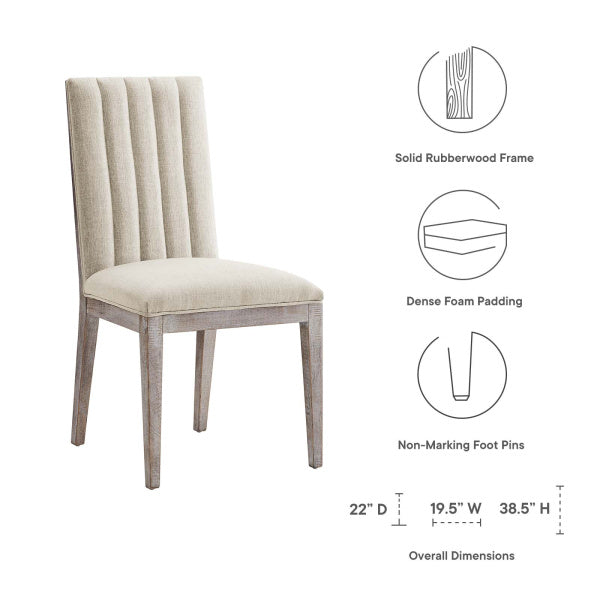 Maisonette French Vintage Tufted Fabric Dining Side Chairs Set of 2 By Modway