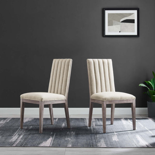 Maisonette French Vintage Tufted Fabric Dining Side Chairs Set of 2 By Modway