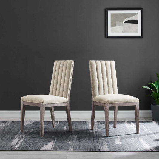 Maisonette French Vintage Tufted Fabric Dining Side Chairs Set of 2 By Modway