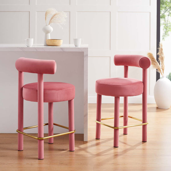 Toulouse Performance Velvet Counter Stool - Set of 2 By Modway