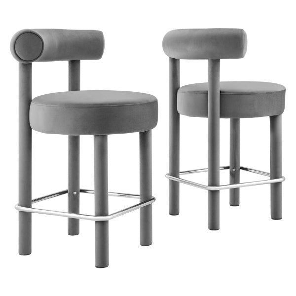 Toulouse Performance Velvet Counter Stool - Set of 2 By Modway