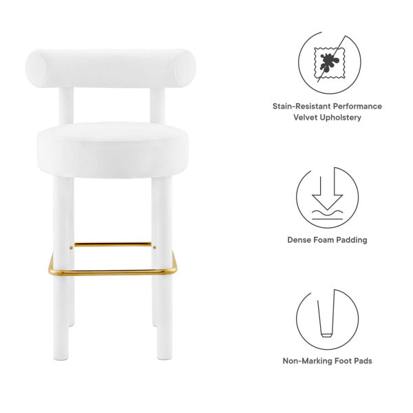 Toulouse Performance Velvet Bar Stool - Set of 2 By Modway