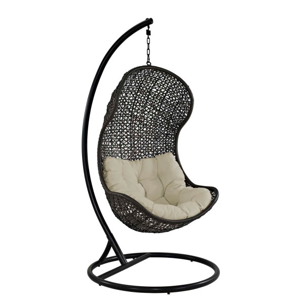 Parlay Swing Outdoor Patio Fabric Lounge Chair in Espresso Beige by Modway