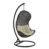 Parlay Swing Outdoor Patio Fabric Lounge Chair in Espresso Beige by Modway