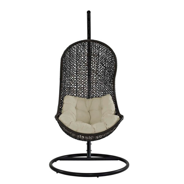 Parlay Swing Outdoor Patio Fabric Lounge Chair in Espresso Beige by Modway