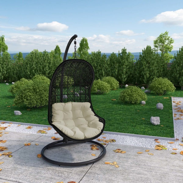 Parlay Swing Outdoor Patio Fabric Lounge Chair in Espresso Beige by Modway