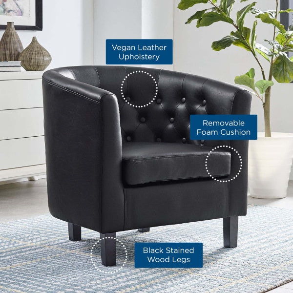 Prospect Upholstered Vinyl Armchair Black by Modway