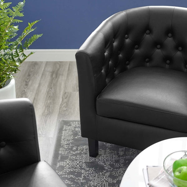Prospect Upholstered Vinyl Armchair Black by Modway