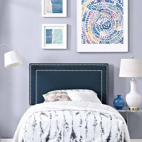 Jessamine Twin Upholstered Fabric Headboard Azure | Polyester by Modway