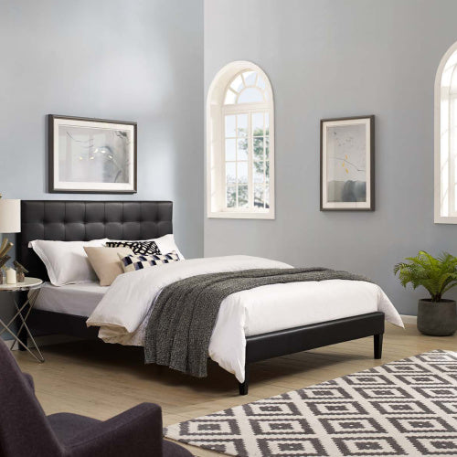 Paisley Tufted King and California King Upholstered Faux Leather Headboard | Fiber By Modway