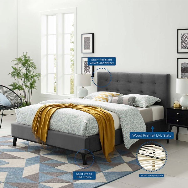 McKenzie Queen Biscuit Tufted Performance Velvet Platform Bed By Modway