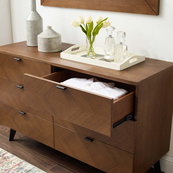 Kali Wood Dresser Walnut By Modway