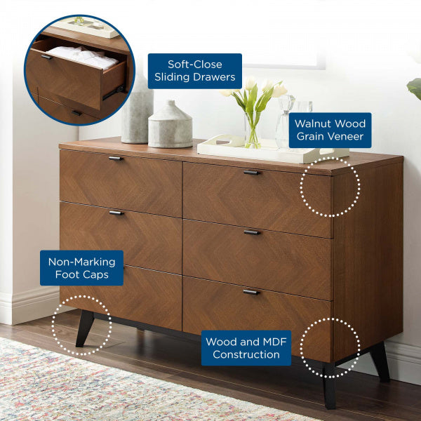 Kali Wood Dresser Walnut By Modway