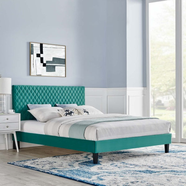 Garcelle Performance Velvet Queen Platform Bed By Modway