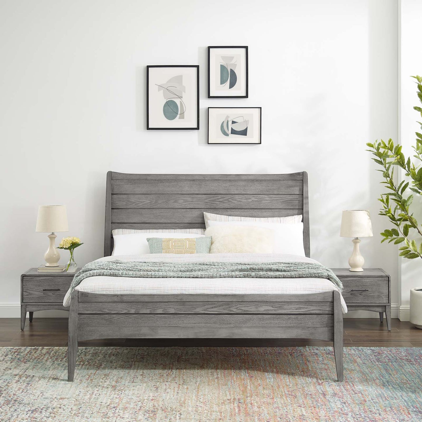 Georgia 3 Piece Queen Bedroom Set in Gray By Modway