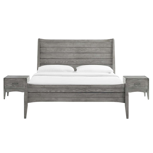 Georgia 3 Piece Queen Bedroom Set in Gray By Modway