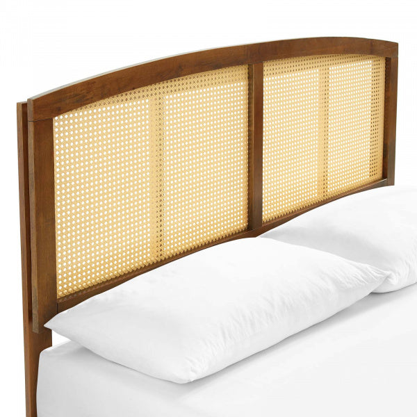 Sierra Cane and Wood Queen Platform Bed With Splayed Legs Walnut By Modway