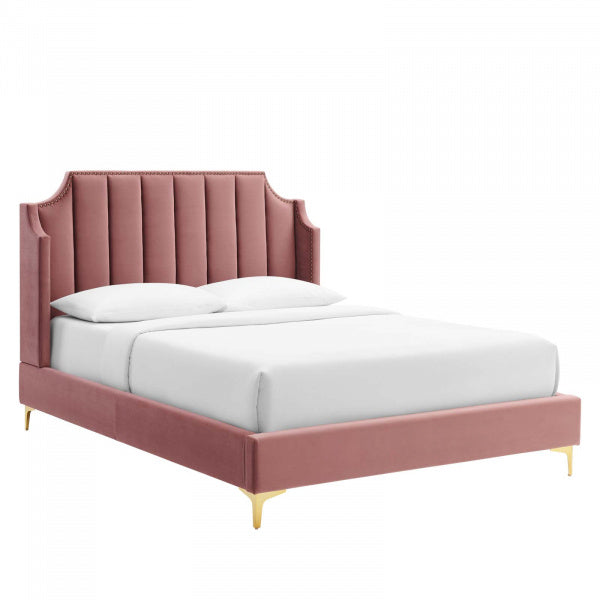 Daniella Performance Velvet Queen Platform Bed by Modway