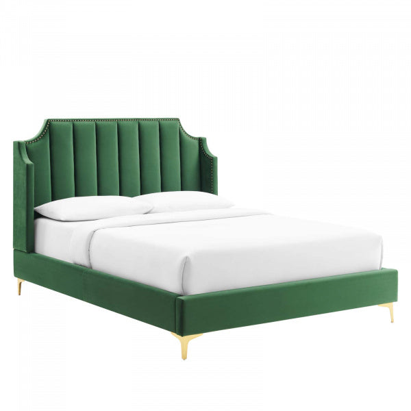 Daniella Performance Velvet Queen Platform Bed by Modway
