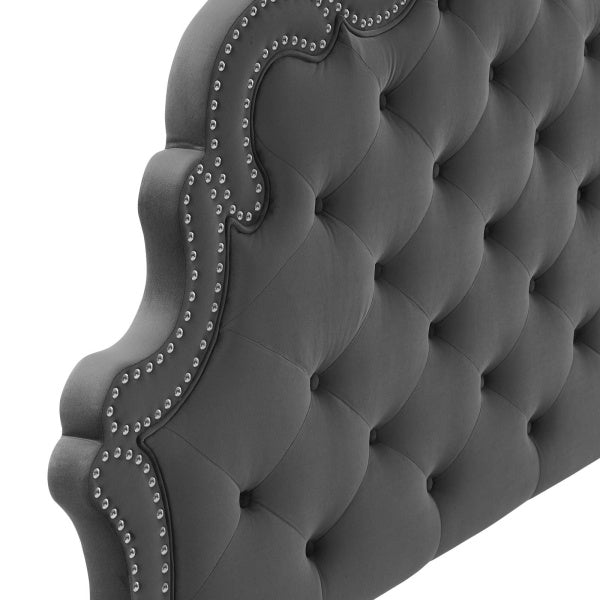 Arabella Button-Tufted Performance Velvet Full/Queen Headboard in Charcoal by Modway